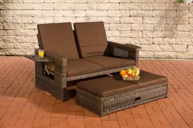 CLP Polyrattan Ancona Loungesofa braun-meliert/terrabraun
