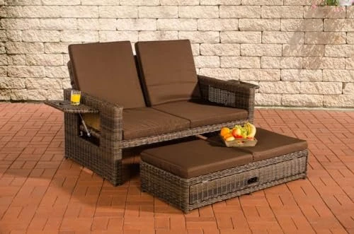 CLP Polyrattan Ancona Loungesofa braun-meliert/terrabraun