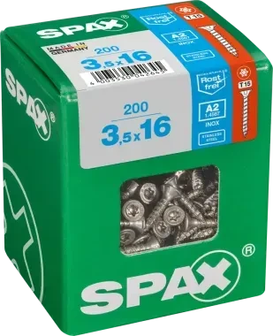 Spax Edelstahl rostfrei A2 4CUT T-STAR plus T10 Universalschraube, 3.5x16mm, 200 Stück