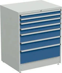 Treston Serie 90 Schubladenschrank, 7 Schubladen, lichtgrau/blau, Container