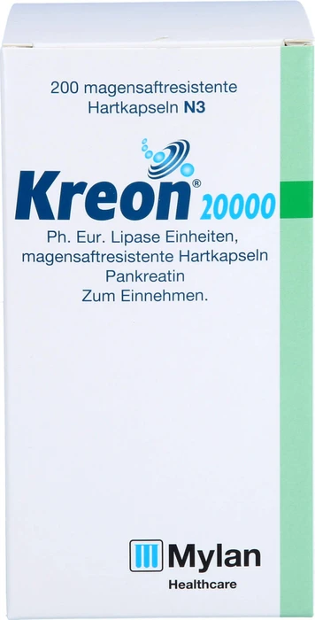 Kreon 20.000 Ph.Eur.Lipase Einheiten magensaftresistent Hartkapseln, 200 Stück