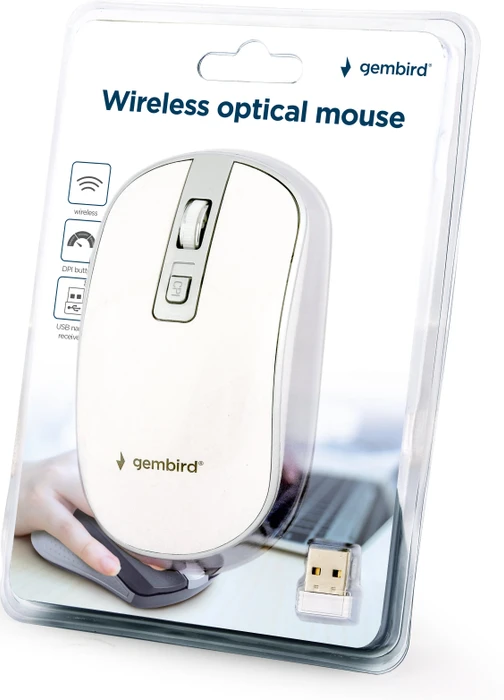 Gembird Wireless Optical Mouse 4B-06 weiß/silber, USB
