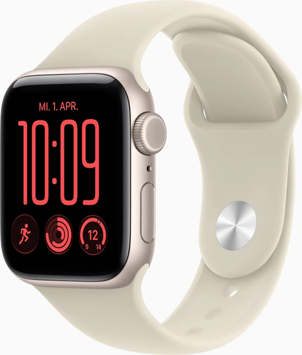 Apple Watch SE 3 (GPS + Cellular) 40mm polarstern mit Sportarmband M/L sand