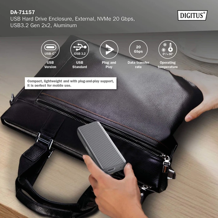 Digitus Festplattengehäuse für M.2 NVMe SSD, USB-C 3.2