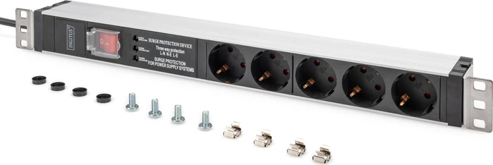 Digitus 19" Steckdosenleiste, 1HE, 5-fach, 230V, 2m
