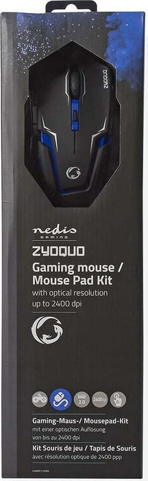 Nedis Zyoquo Gaming Mouse und Mousepad Kit, schwarz, USB