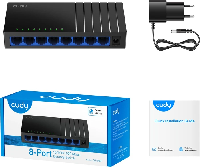 Cudy GS100 Series Desktop Gigabit Switch, 8x RJ-45