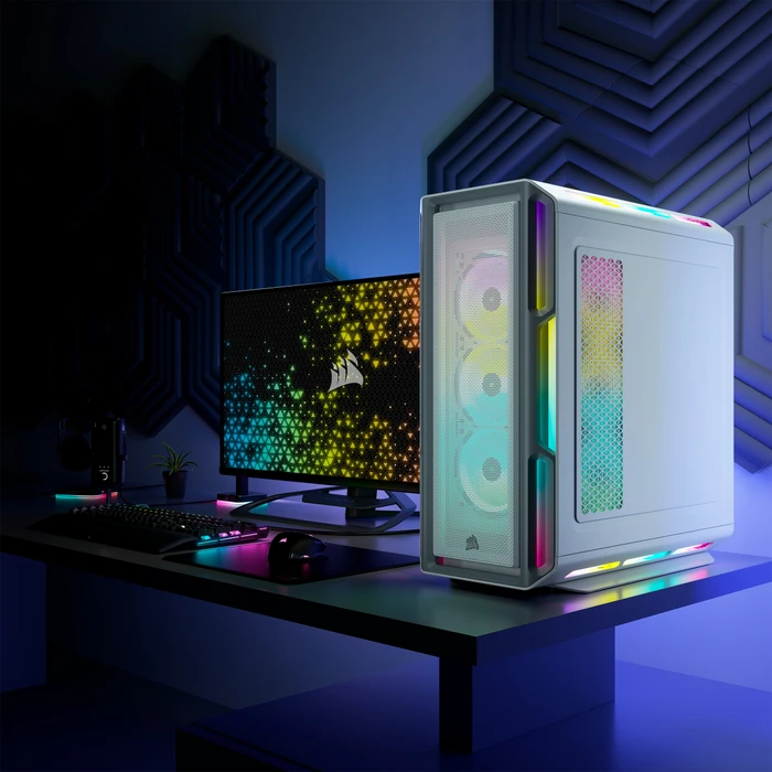 Corsair iCue 5000T RGB TG, weiß, Glasfenster