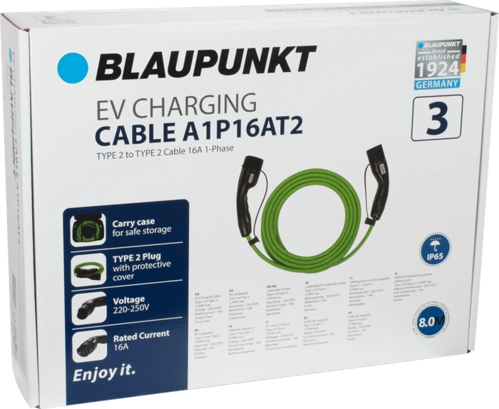 Blaupunkt Typ 2 Ladekabel, 3.7kW, 8m