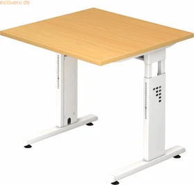 Hammerbacher Ergonomic O-Serie OS08/6/W Schreibtisch 80x80cm Buche/weiß