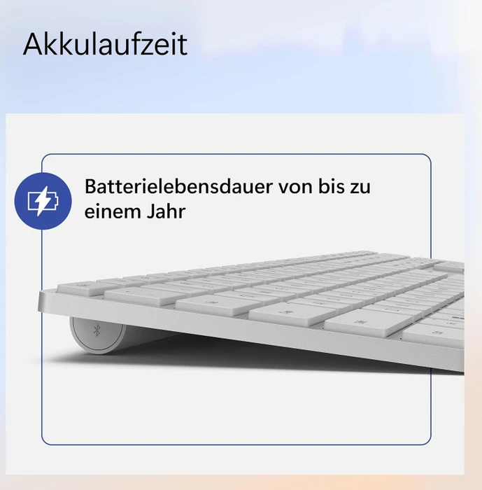Microsoft Surface Keyboard 2nd Edition, silber/grau, mit Copilot-Taste, Bluetooth, DE