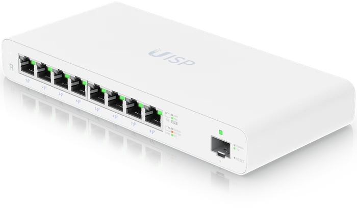 Ubiquiti UISP Router Desktop Gigabit Router, 8x RJ-45, 1x SFP, 110W passiv PoE