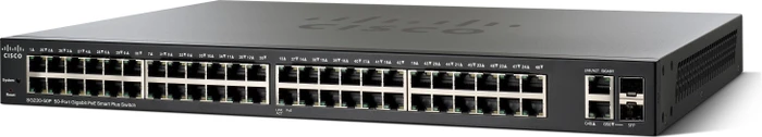 Cisco SG220 Rackmount Gigabit Smart Switch, 48x RJ-45, 2x RJ-45/SFP, 375W PoE+
