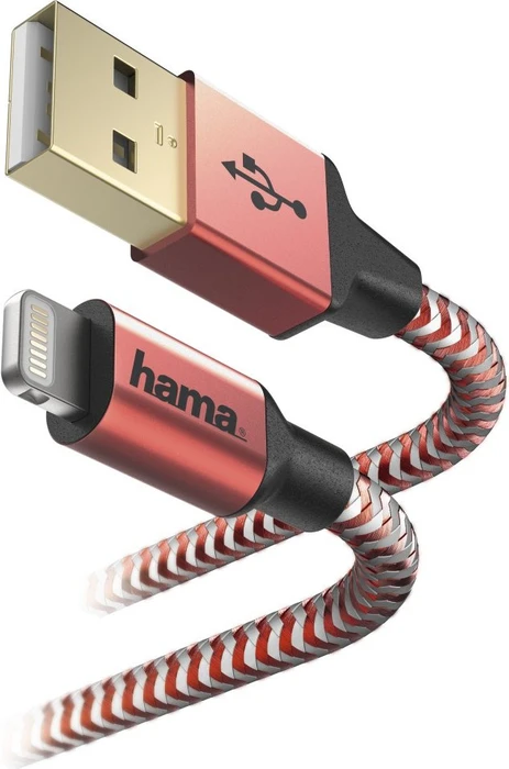 Hama Lade-/Datenkabel Reflective Lightning/USB-A 1.5m rot