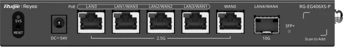 Ruijie Reyee EG400 RG-EG406XS-P Desktop 2.5G Smart Router, 5x RJ-45, 1x SFP+, 110W PoE+