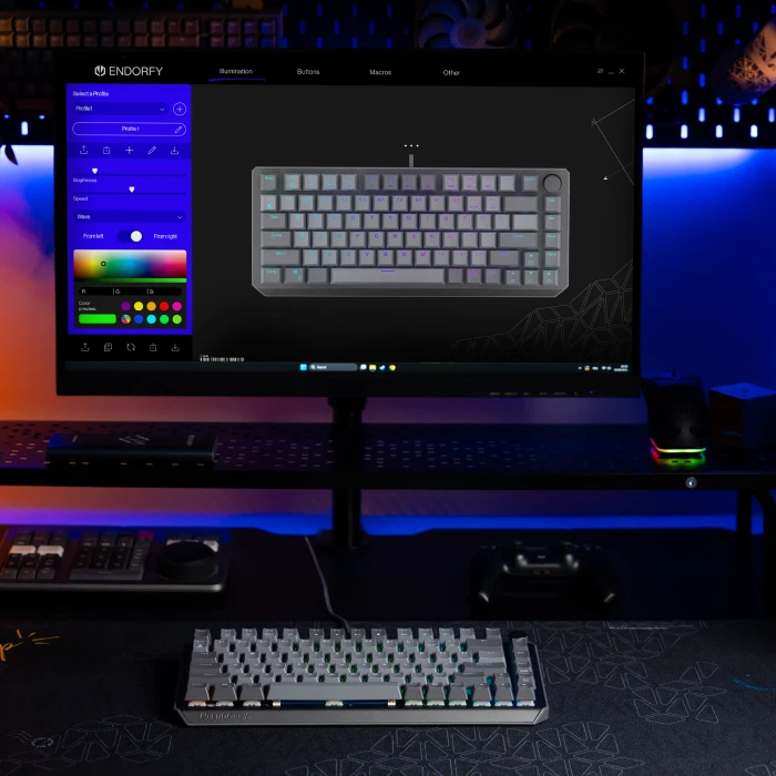Endorfy Thock V2 75%, PBT, grau, LEDs RGB, hot-swap, Endorfy RED, USB, US