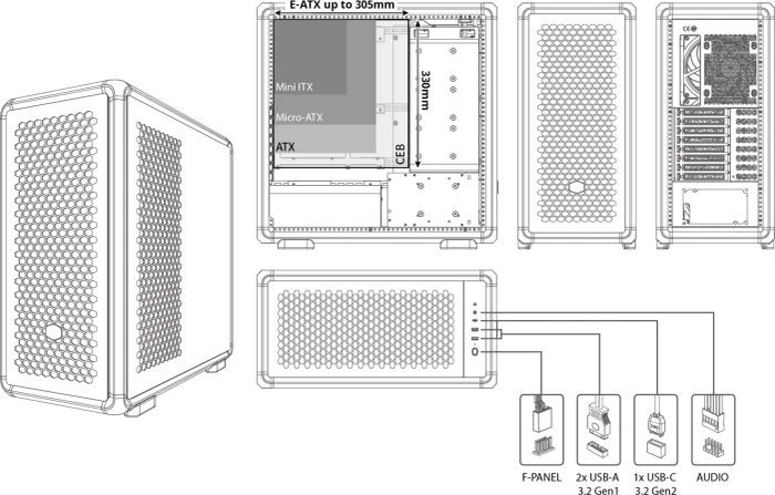 Cooler Master MasterFrame 600, schwarz, Glasfenster