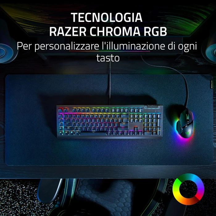 Razer BlackWidow V4 X, Razer GREEN Clicky Gen-3, USB, UK