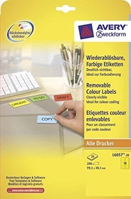 Avery-Zweckform Ordneretiketten, 99.1x38.1mm, ablösbar, gelb, 20 Blatt (280 Etiketten)