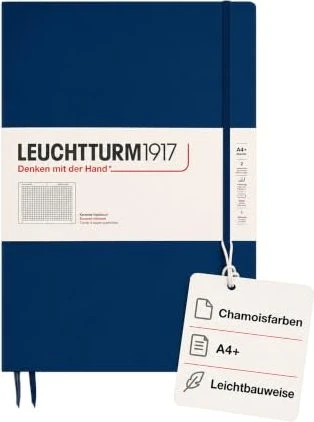 Leuchtturm1917 Classic Master Slim Notizbuch, A4+, kariert, Hardcover, marine