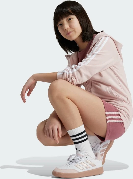 adidas Essentials 3-Streifen Full-Zip Hoodie sandy pink/white (Junior)