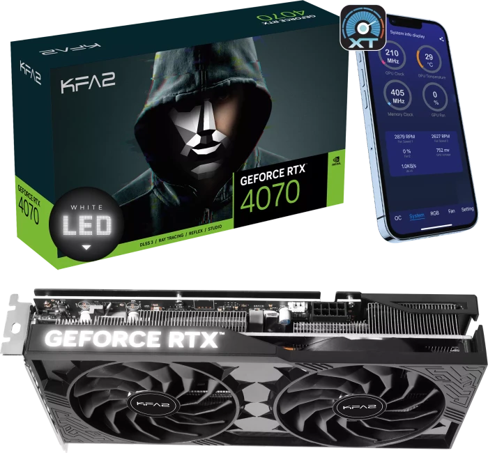 KFA2 GeForce RTX 4070 1-Click OC 2X, 12GB GDDR6X, HDMI, 3x DP