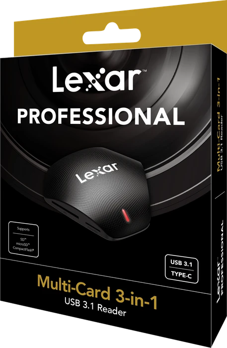 Lexar Professional 3-in-1 USB 3.1 Multi-Kartenleser, USB-C 3.0 [Buchse]