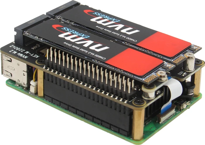 Geekworm X1004 Dual PCIe auf M.2 Key-M NVMe Adapter-Board, M.2 M-Key 2230/2242/2260/2280 NVMe Slot für Raspberry Pi 5