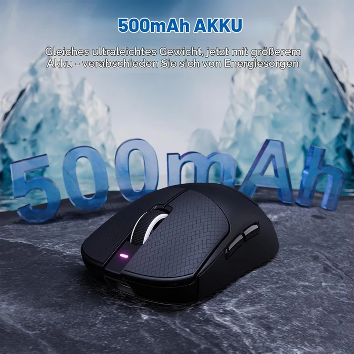 Attack Shark X8 Plus Tri-mode Wireless Gaming Mouse, schwarz, inkl. Grip Tape & C06 Ultra LED Kabel, USB/Bluetooth