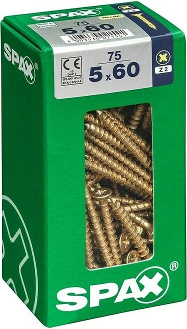 Spax YELLOX A2L 4CUT PZ2 Universalschraube, 5x60mm, 75 Stück
