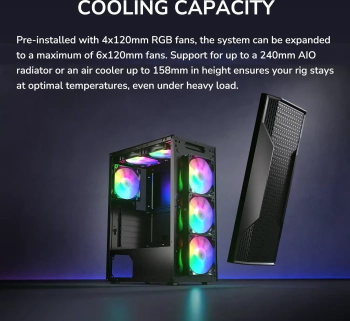 Cougar MX110 RGB, System Build Version, Glasfenster