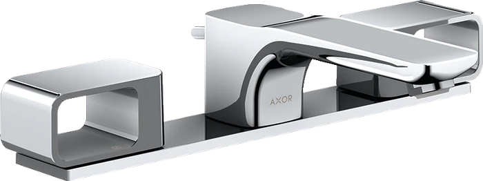 Hansgrohe Axor Urquiola 3-Loch Waschtischarmatur 50 mit Platte und Zugstangen-Ablaufgarnitur polished chrome