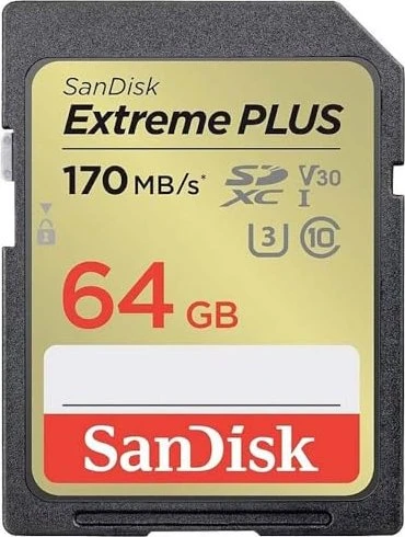 SanDisk Extreme PLUS R170/W80 64GB, UHS-I U3, Class 10