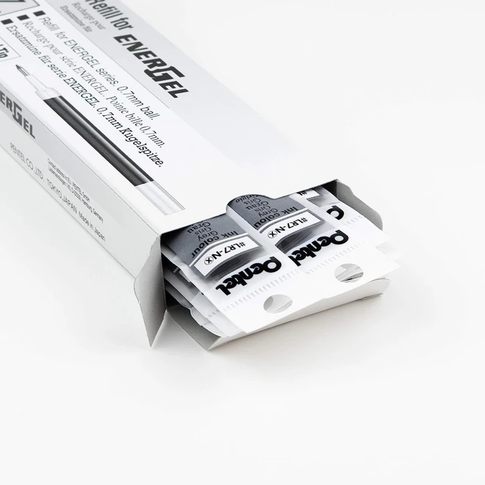 Pentel EnerGel Roller Pen LR7-NX Tintenrollermine 0.35mm (0.7mm Ball) grau, 12er-Pack