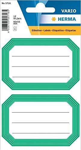 Herma Buchetiketten neutral grüner Rand, 78x53mm, mehrfarbig, 6 Blatt (12 Etiketten)