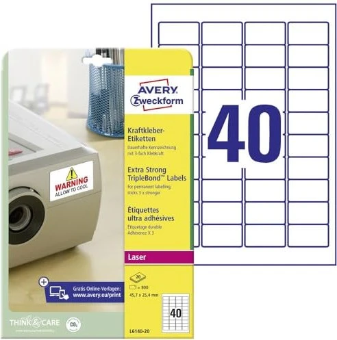 Avery-Zweckform Etiketten, 45.7x25.4mm, weiß, 20 Blatt (800 Etiketten)
