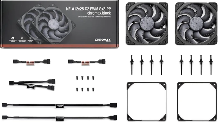 Noctua NF-A12x25 G2 PWM SX2-PP chromax.black, 120mm, 2er-Pack