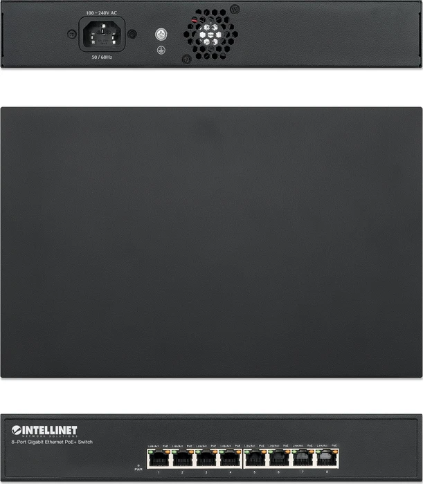 Intellinet Desktop Gigabit Switch, 8x RJ-45, 140W PoE+