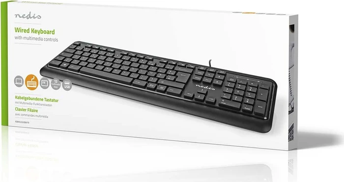 Nedis Multimedia Tastatur, schwarz, USB, FR