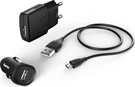 Hama Ladeset Picco Micro-USB 1A 2 Ladegeräte + Ladekabel 1.4m schwarz