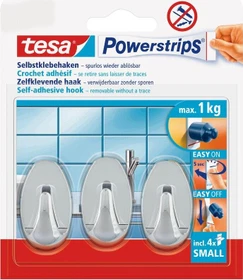tesa Powerstrips Klebehaken small chrom, Klebehaken, 3 Stück