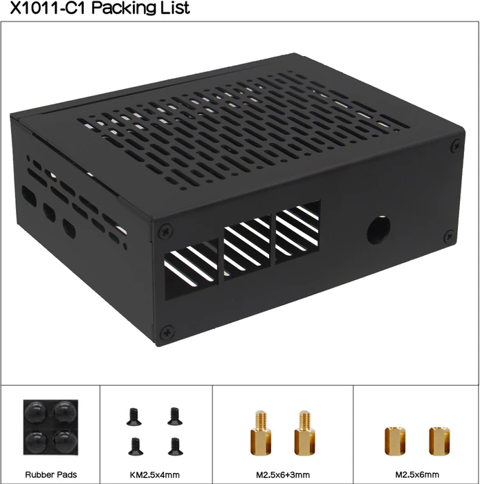 Geekworm Gehäuse für Raspberry Pi 5 X1011 Shield, schwarz