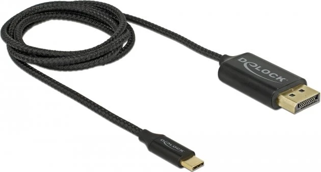 DeLOCK USB-C [Stecker] auf DisplayPort 1.2 [Stecker] Kabel 4K 60Hz schwarz, mit Nylongeflecht, 1m