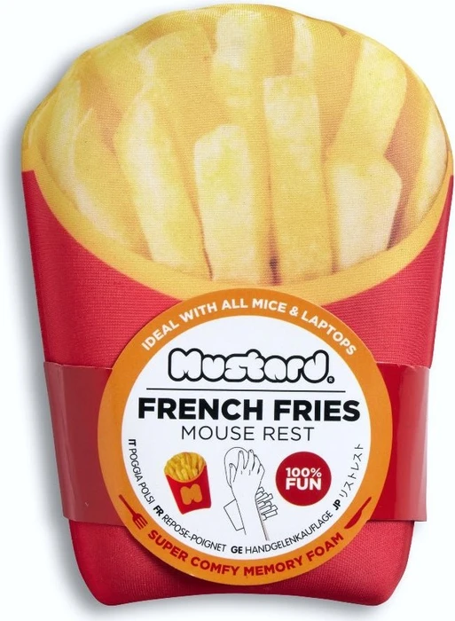 Mustard French Fries Mouse Rest, Handballenauflage (Maus), rot/gelb