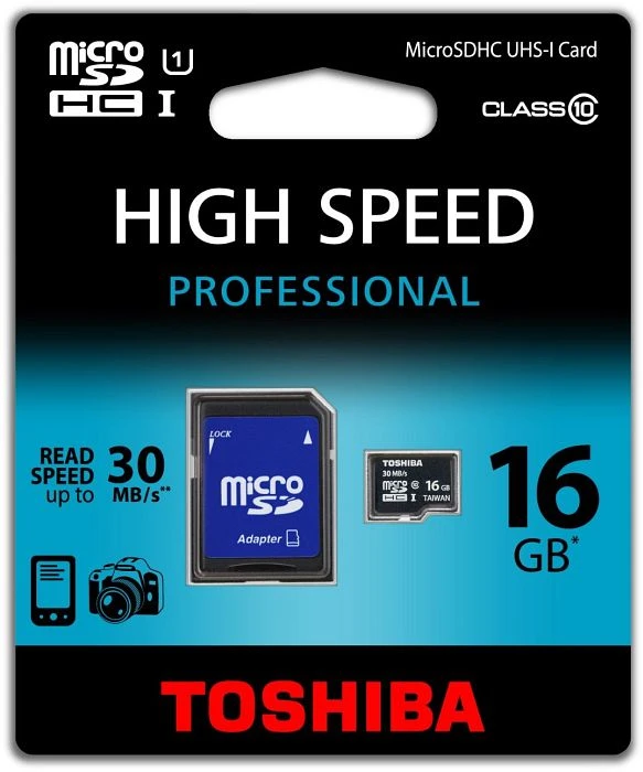 Toshiba High Speed Professional R30 16GB Kit, UHS-I, Class 10