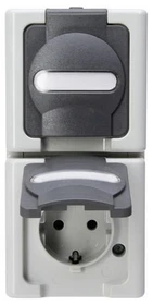 Kopp Blue Electric 2-fach Steckdose mit Klappdeckel, grau