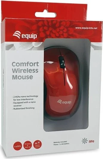 Equip Comfort Wireless Mouse rot, USB