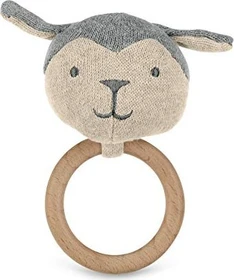 Sterntaler Holz Greifling GOTS Strick-Spielfigur Schaf silber