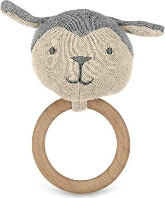 Sterntaler Holz Greifling GOTS Strick-Spielfigur Schaf silber