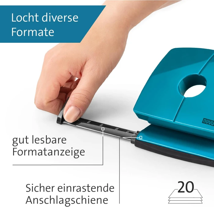 Novus B 220 Color ID 2.0 Bürolocher, Bright Petrol
